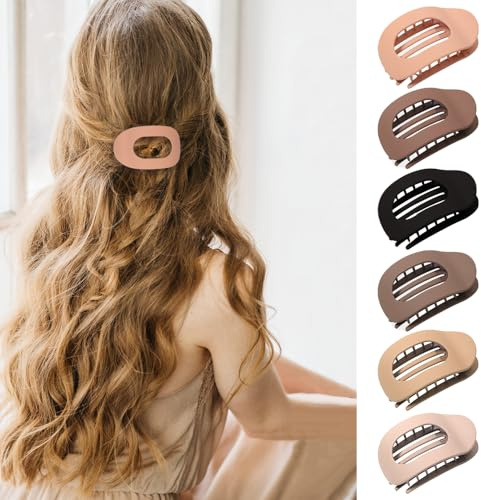 XFSRG Lot de 6 Pince Cheveux Femmes Grande Pinces Plate Cheveux Barrette Claw Clips Griffes Clips Antidérapantes Grosse Accessoires Cheveux pour Filles