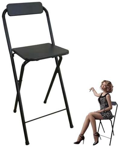 Sgabello da bar pieghevole portatile con schienale e poggiapiedi, altezza 60 cm, per campeggio, cucina, negozi, robusto, leggero, facile da trasportare, perfetto per uso esterno