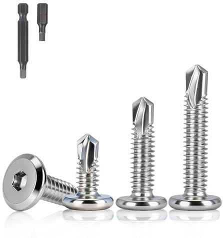 NZNSML 110 Stück M5.5 x 19mm Selbstschneidende Schrauben Blechschrauben | Selbstschneidend Selbstschneidende Selbstbohrende Schrauben Edelstahl Bohrschrauben für Metall Holz mit Innensechskantbohrer