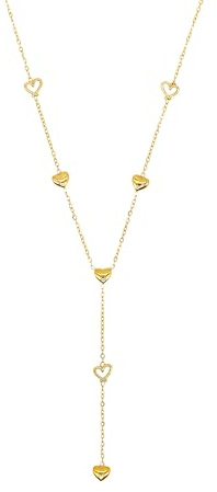 Elbella Hamburg Halskette Damen Herz 14K Gold vergoldet aus Edelstahl – Y-Kette Wasserfest & Verstellbar – Schmuck Geschenk für Frauen & Freundin – Liebesaura-Kollektion