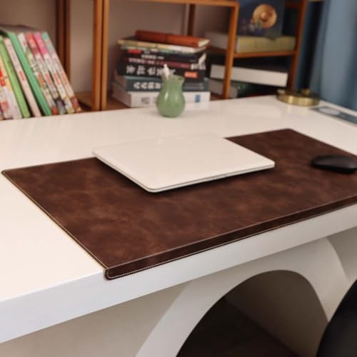 Luxuriöse Leder-Laptop-Schreibtischunterlagen, großes Mauspad mit Kantenschutz, wasserdichte Tischmatte, glattes Schreibpad für Büro und Zuhause (40x70cm, Braun)