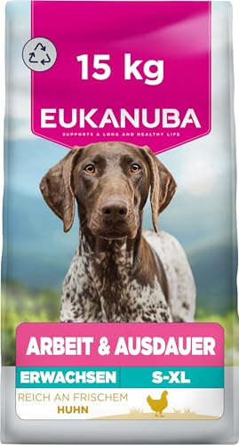 EUKANUBA Working & Endurance hundmat med färsk kyckling - Högenergiskt torrfoder Special Care för arbetshundar, jakthundar och tikar under graviditet eller amning, 15 kg