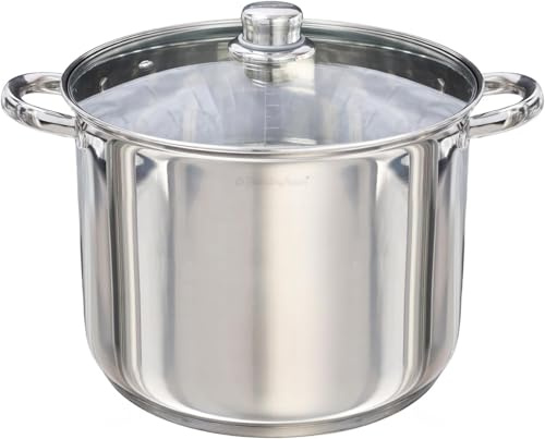 Housetronics 16L Large Stockpot - Soup Pot, Catering, Cooking, Stainless Steel | Cooking Pot for All Hobs Including Induction | with Glass Lid, Riveted Handles, Encapsulated Bottom (30CM)