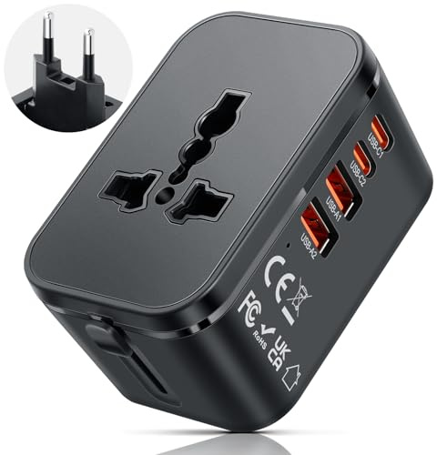 Romon Adattatore Universale Da Viaggio, Presa Universale Da Viaggio Con 2 USB-A E 2 USB-C, Adattatore Internazionale Per UE UK USA Australia, Alimentazione Per Telefoni E Laptop