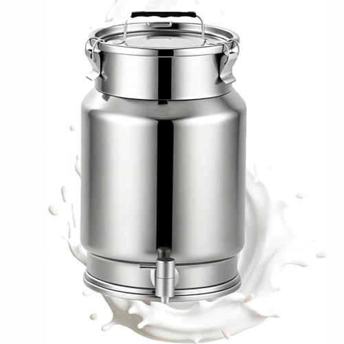 pot a lait inox couvercle pot a lait inox bidon seau alimentaire couvercle rangement pour le riz la farine les céréale,A-10L