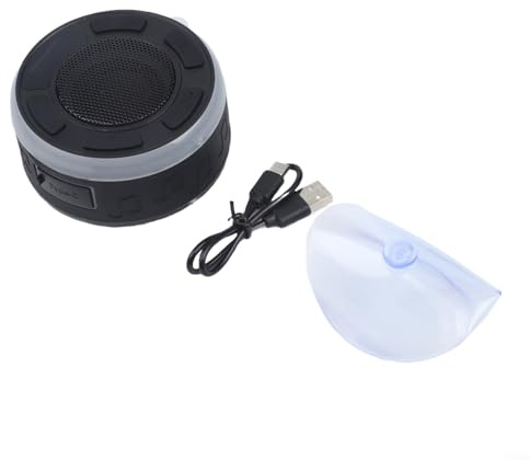 Pumixiy Altoparlante impermeabile IPX7 per doccia, con luci RGB, suono a 360°, radio FM e ventosa, altoparlante portatile, per bagno, piscina e feste (nero)