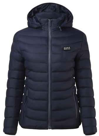 Manteau chauffant pour femme pour ski, pêche, équitation, avec 4 niveaux de température, 21 feuilles chauffantes, production de chaleur électrique, veste d'hiver rechargeable (bleu foncé, XXXXL)