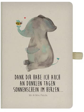 Mr. & Mrs. Panda DIN A5 Baumwoll Notizbuch Elefant Biene - Geschenk, Kladde, Tagebuch, Eintragebuch, Gute Laune, Notizblock, Liebe, Journal,
