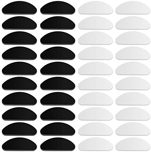 NATUCE 20 Paar Silikon Nasenpads Brille Selbstklebend, Nasenpads für Brillen Nasenpads Anti Rutsch, Nasenpads für Brillen zum Kleben (10 Paar Transparent + 10 Paar Schwarz, 1mm)