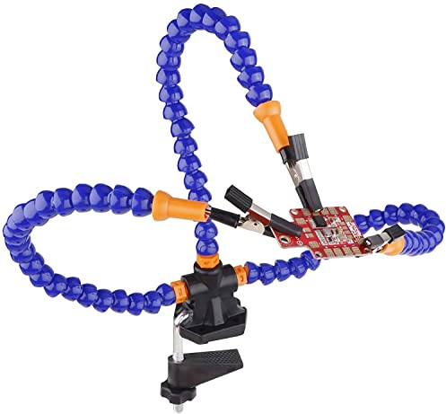 Strumento flessibile per saldature, stazione per saldature, terza mano, utensile dal design semplice per un facile utilizzo (tre bracci flessibili, clip regolabile da 5 cm)