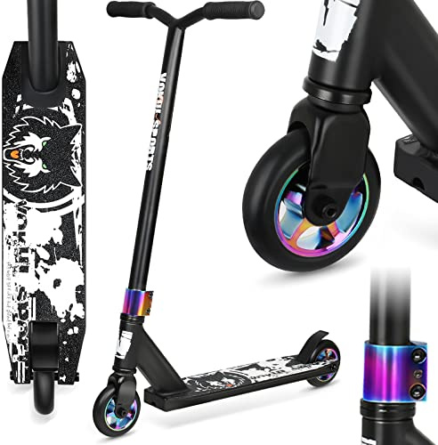 Pro Trick Scooter, Entry Level Stunt Scooters for Kids Ages 6 Years and Up, Aluminum and Lightweight Complete BMX Freestyle Scooter for Beginners (2022 Black)