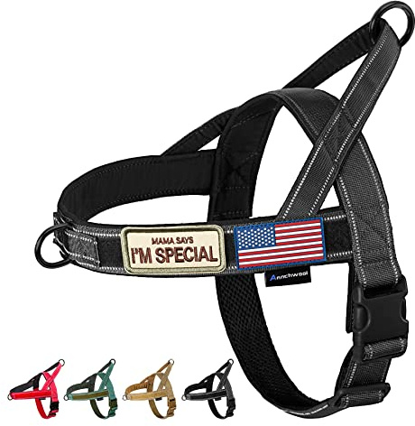 Annchwool No Pull Dog Harness with Soft Padded Handle,Reflective Strip Escape Proof and Quick Fit to Adjust Dog Harness,Easy for Training Walking for Small & Medium and Large Dog(Black,L)