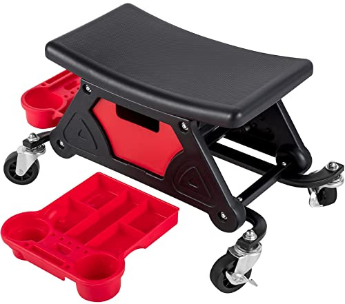 Carrello Con Ruote Officina Lavoro Meccanico Sedile Sgabello Garage Seggiolino Moto Seduta da Meccanico Sedile con vano portautensili