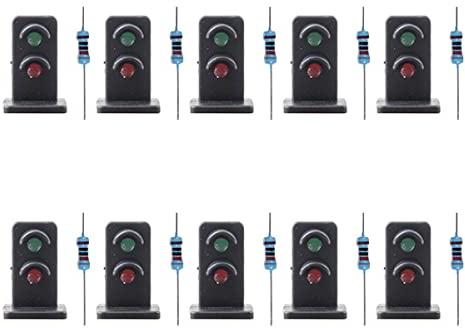 ARMYJY 10 Stücke Modelleisenbahn 2 Aspekte Block Signal Grün/Rot HO OO Skala LED Ampeln für Zug-Layout