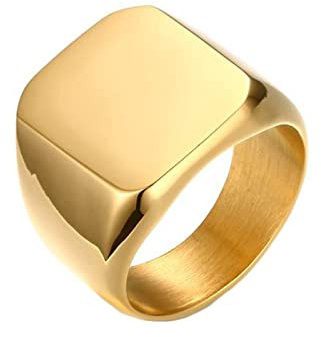 Beydodo Edelstahl Ringe Herren, Männer Ring Siegelring Hochglanzpoliert Partner Ring Personalisiert Gold Gr.65 (20.7)