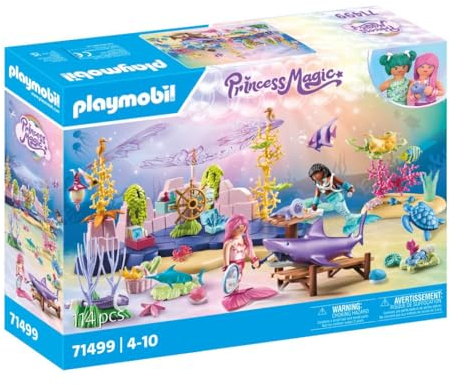 Playmobil 71499 Centre de Soin des sirènes pour Animaux Marins - Princess Magic - Comprend Deux Personnages, des Coquillages Qui se fixent sur la Baignoire et Un décor - Dès 4 Ans