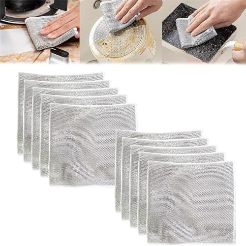 Hehimin Lot de 10 chiffons multifonctions anti-rayures pour vaisselle humide et sec, nettoie et nettoie la vaisselle, les éviers, les comptoirs, les plaques de cuisson, un rinçage facile