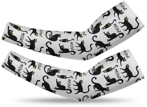 Black Fun Cat - Manicotti per braccia rinfrescanti con protezione solare UV, per uomini e donne, ideali per sport e attività all'aperto, Stile 18, XXL