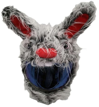 Halloween-Plüsch-Motorradhelm-Überzug, Weihnachten, niedlicher Tier-Helm, Halloween-Plüsch-Vollgesichtshelm-Schutzhülle, Kürbis-Motorradhelmüberzug, geeignet für die meisten Helme (Hase)