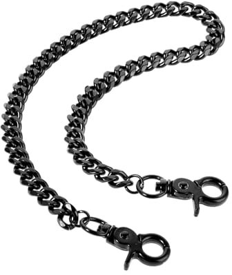 WY LIGHTING LEVEL Waist Chain Heavy Duty Metal Wallet Chains Punk Keychain Silver Color Hip Hop Keyholder Round Clasp Goth Keyring for Pants Jeans Trucker Biker Motorcycle Men Women (black)