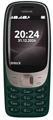 Nokia 6310 2024 Green, Telefono cellulare 2G, Dual Sim, Design Iconico, Display 2.8'', Fotocamera VGA, Batteria Lunga Durata, Memoria espandibile, Bluetooth 5.0, Radio FM Wireless