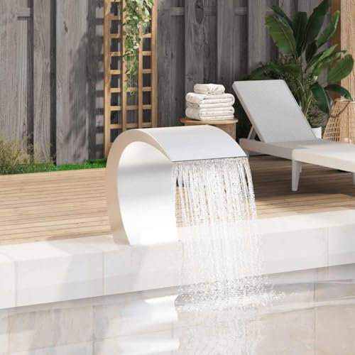Lauuoeriau Arredamento Articolo Casa Giardino Cascata Piscina Fontana Acciaio Inox 45x30x60 cm-Fancino
