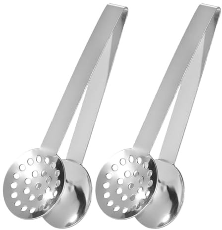 ULTECHNOVO Lot de 2 presse-sachets de thé en acier inoxydable avec clip pour attraper des glaçons, des cubes de sucre, des tranches de citron, outil d'extraction