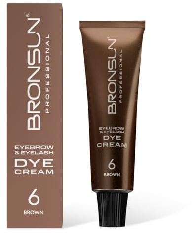 BRONSUN® Tinte en Crema para Pestañas y Cejas | Coloración Intensa y Duradera | Fórmula Suave Sin Amoníaco | Con Queratina, Seda y Vitamina E | Marrón Nº6 – 15 ml