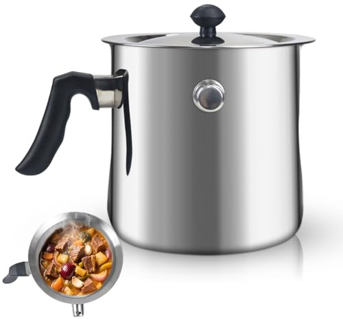 1.5L Milchtopf mit Deckel, Simmertopf mit Pfeife, Doppelwandig Milchtopf mit Bakelitgriff, Edelstahl Puddingtopf Wasserbad Schmelztopf