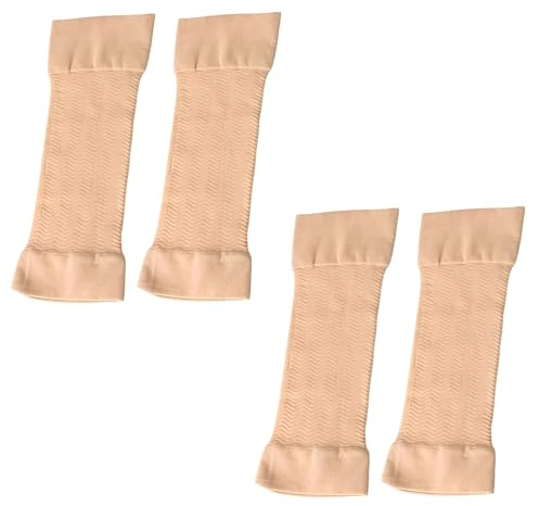 2 Pair Elastic Upper Arm Support for Muscle Pain, Arm Compression Sleeves for Women, Nude Color Forearm Sleeve for Arms Protectors, for Women Men And Girls Do Yoga, Exerci, Sports (21cm X 8cm)
