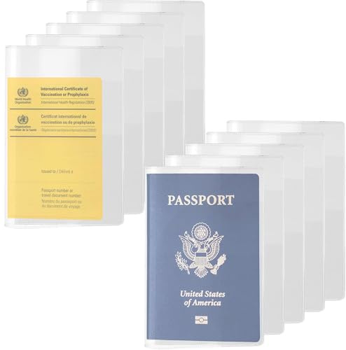 DoIove Étui de Protection Transparent pour Passeport, étui de Protection étanche, Pochette Transparente en Vinyle pour Carte d'embarquement et Carte d'identité, Lot de 10