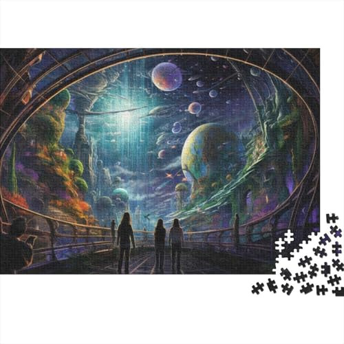Adult 1000-Piece Jigsaw Puzzle, Galactic View from Space Station, 38x26cm/1000pcs; for Calm Concentration at Home; White Cardboard for Simple Sorting