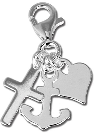 SilberDream Charm 925 Echt Silber Armband Anhänger Anker Herz Kreuz FC506 Silber Charmsschmuckanhänger