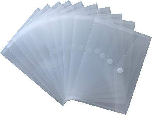 Dokumententasche A5 PP quer transparent natur Klappe Klettverschluss 10 Stk | Reißfeste PP Folie, klare Sicht, ideal zum Ordnen und Schützen von Unterlagen bis 100 Blatt