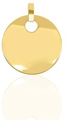 forme di Lucchetta - 14 Karat Gold runden Anhänger Gravurplatte, 16mm Medaille, Echtes Gold Charm für Mädchen Kind ideal für Armbänder und Ketten (bis zu 4mm) | 16mm Medaille, Echtes Gold Charm für Mädchen Kind ideal für Armbänder und Ketten (bis zu 4mm)