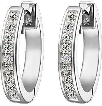 JETTE JETTE Damen-Creolen 925er Silber rhodiniert 18 Zirkonia