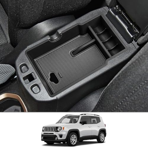 CDEFG Kompatibel mit Jeep Renegade 2015-2024 2025 Handschuhfach Armlehne Renegade Multifunktionaler Aufbewahrung Auto Center Console Organizer Tray Renegade Zubehör