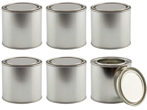 Cornucopia Brands Metal Paint Cans with Lids (1/2 Pint Size Pack of 6) 1-Cup Capacity Empty Unlined Half Pint Paint Pails