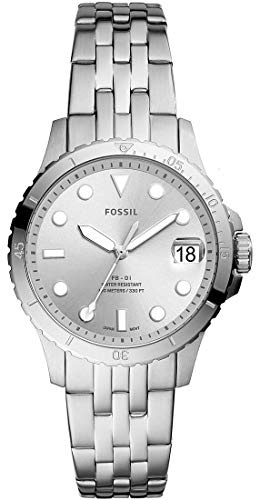 Fossil Damenuhr Fb01, Quarzwerk, 36mm Silbernes Edelstahlgehäuse mit Edelstahlarmband, ES4744