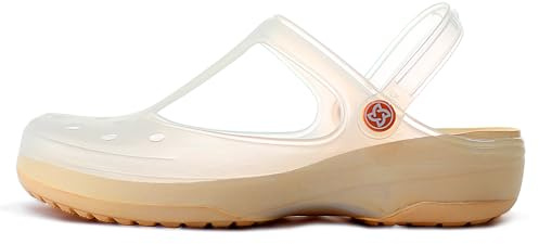 KELMALL Non Slip Clogs for Women, Classic Slip On Platform Nursing Garden Mules & Clogs Comfort Lightweight White Gold