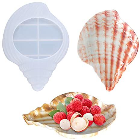 Zayookey Resin Mold Muschel Große Epoxidharz Formen Tray Harz Silikonform Gießform Obsttablett Silikonform Platte Epoxidform für DIY Fertigkeit Herstellung Schmuckaufbewahrung (Schalenform A)