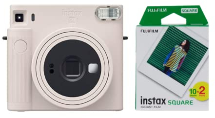 instax Square SQ1 Sofortbildkamera, Chalk Weiß & Square Film, (2x10 Aufnahmen)
