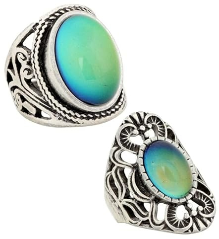 2 Stücke Vintage Ring Set Aus Ringen An Den Fingern, Stimmungsring, Der Die Farbe Ändert, Trauringe Der Stärke Für Frauen, Männer, Schmuck