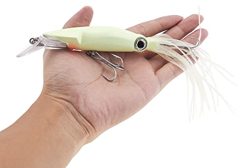 OriGlam Luminoso Pesca Pulpo Calamar Falda Señuelos, Cebos de plástico Glow Soft Señuelo de Pesca Curricán Señuelos Suaves para Bass Salmón Trucha