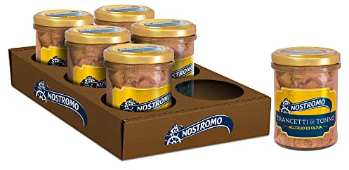 Nostromo - Trancetti de atún al aceite de oliva, 6 tarros de 180 gr. Calidad superior, hechos a mano, fuente de Omega 3