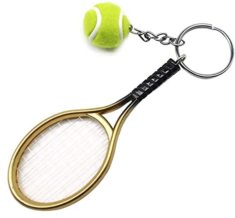 RIXERKOC Tennisschläger Schlüsselanhänger Mini Neuheit Schlüsselanhänger Metall Schlüsselanhänger Tennisball Anhänger Geschenke für Sport Schlüsselanhänger