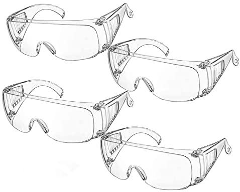 KAIAIWLUO Occhiali di Sicurezza,4 PCS Avvolgenti Occhiali Protettivi Antiappannamento Montature per Bambini Protezione degli Occhi per Adulti Lenti Trasparenti per attività all'aperto