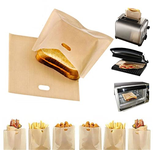 VOLWCO 20PCS Non Stick Toaster Bags Reusable and Heat Resistant 100% BPA & Gluten Free | Non Stick Toast Bag, Easy to Clean, Perfect for Grilled Cheese Sandwiches (Size : 16x18cm)
