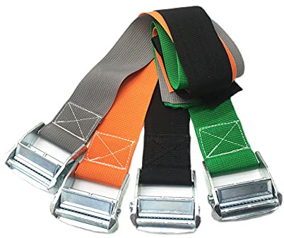 Zurrgurt Spanngurt Befestigungsgurt 4er-Pack Spanngurte, robuste Spanngurte, Nockenschnalle, Spanngurte für Kajak, Boot, Auto, Gepäck – Länge 2 m, Breite: 50 mm