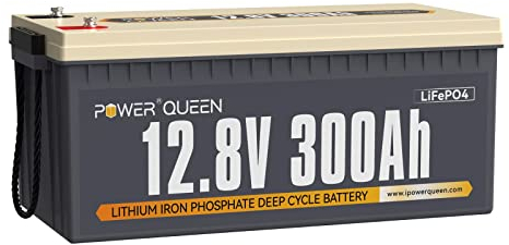 Power Queen 12V 300Ah LiFePO4 Wohnmobil Batterie, integrierte 200A BMS, Max 15000 Zyklen, umweltfreundliche 10-Jahres-Lebensdauer-Lithium-Batterie, weit verbreitet für, RV, Marine, Solar Home System
